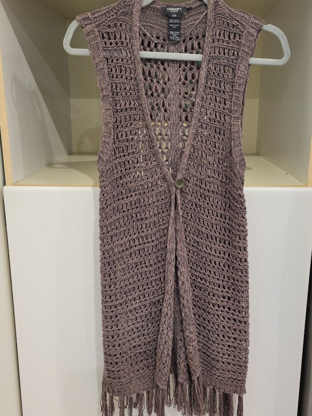 Olsen Mesh Knitted Fringe Vest